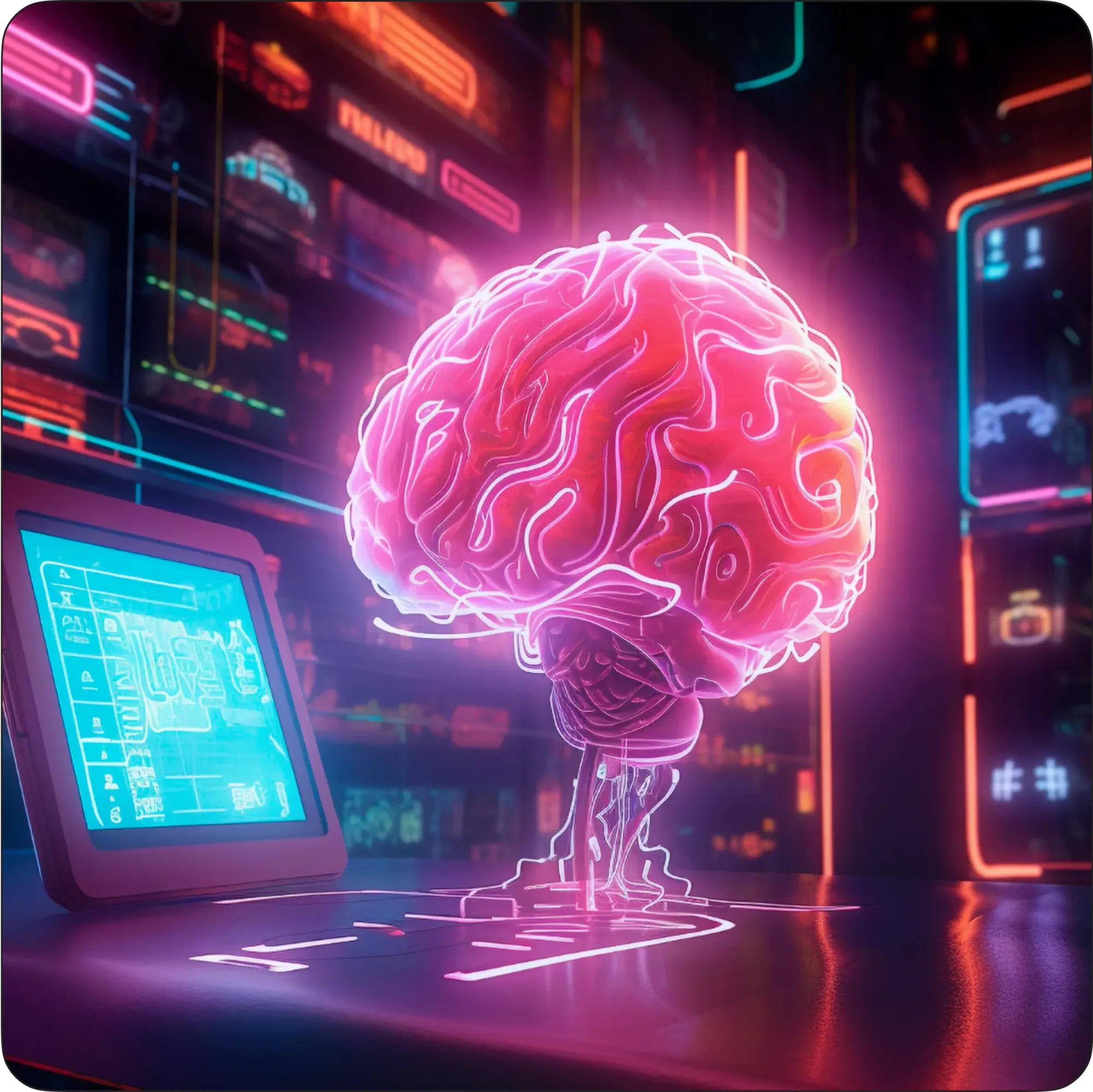 AI Brain Hologram Visualization